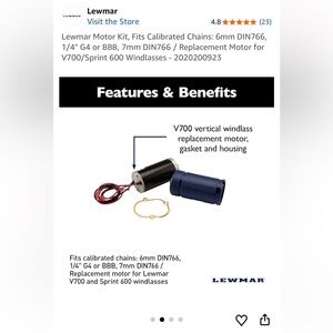Lewmar V700 Vertical Windlass Replacement Motor